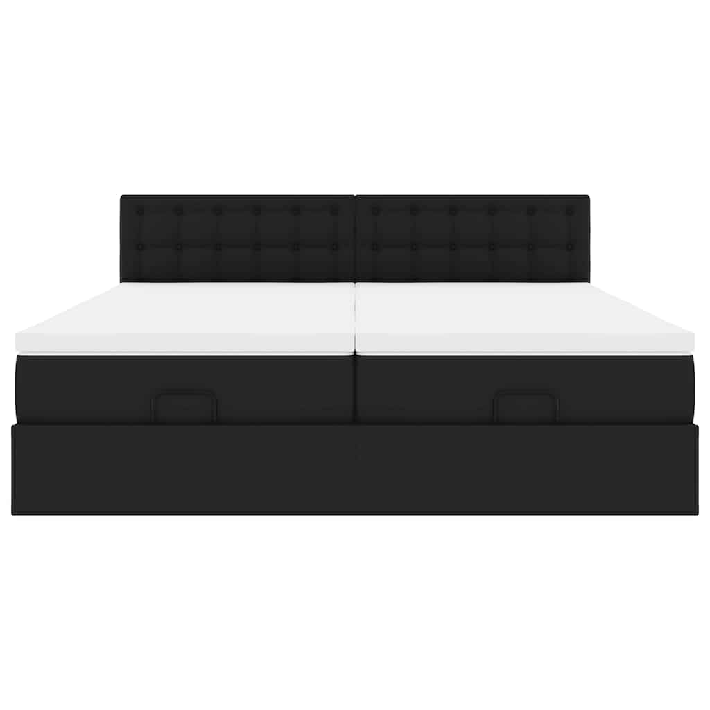 Lit ottoman avec matelas et LED Noir 200x200 cm simili cuir