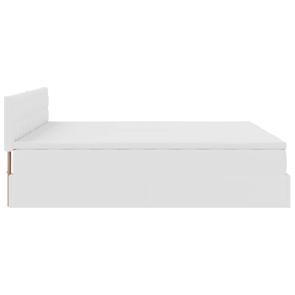 Ottoman-Bett mit Matratzen & LEDs Weiß 200x200 cm Kunstleder