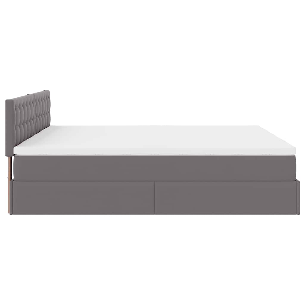 Ottoman-Bett mit Matratzen & LEDs Grau 200x200 cm Kunstleder