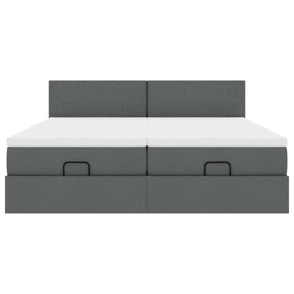 Ottoman-Bett mit Matratzen & LEDs Dunkelgrau 160x200 cm Stoff