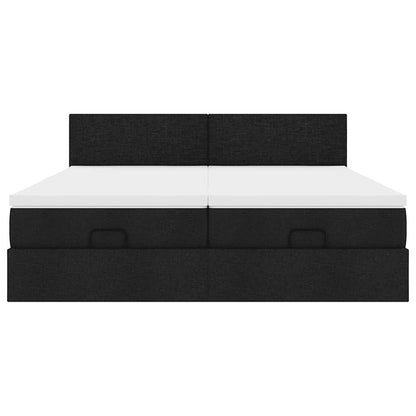 Ottoman-Bett mit Matratzen & LEDs Schwarz 160x200 cm Stoff