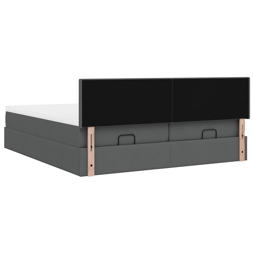 Ottoman-Bett mit Matratzen & LEDs Dunkelgrau 180x200 cm Stoff
