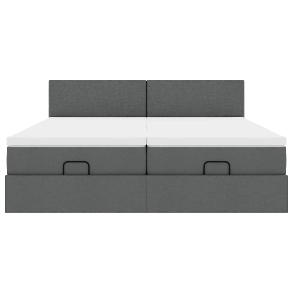 Ottoman-Bett mit Matratzen & LEDs Dunkelgrau 180x200 cm Stoff