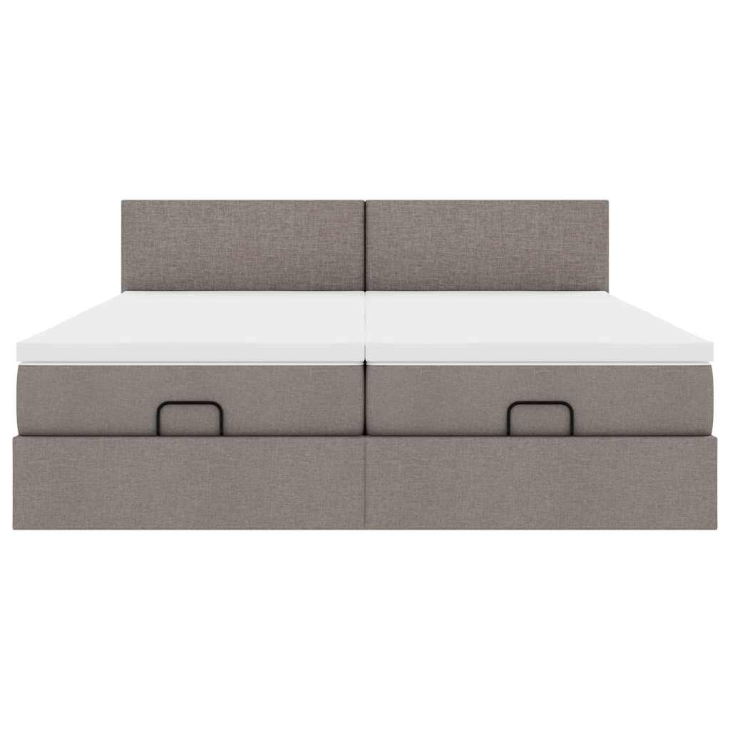 Ottoman-Bett mit Matratzen & LEDs Taupe 180x200 cm Stoff