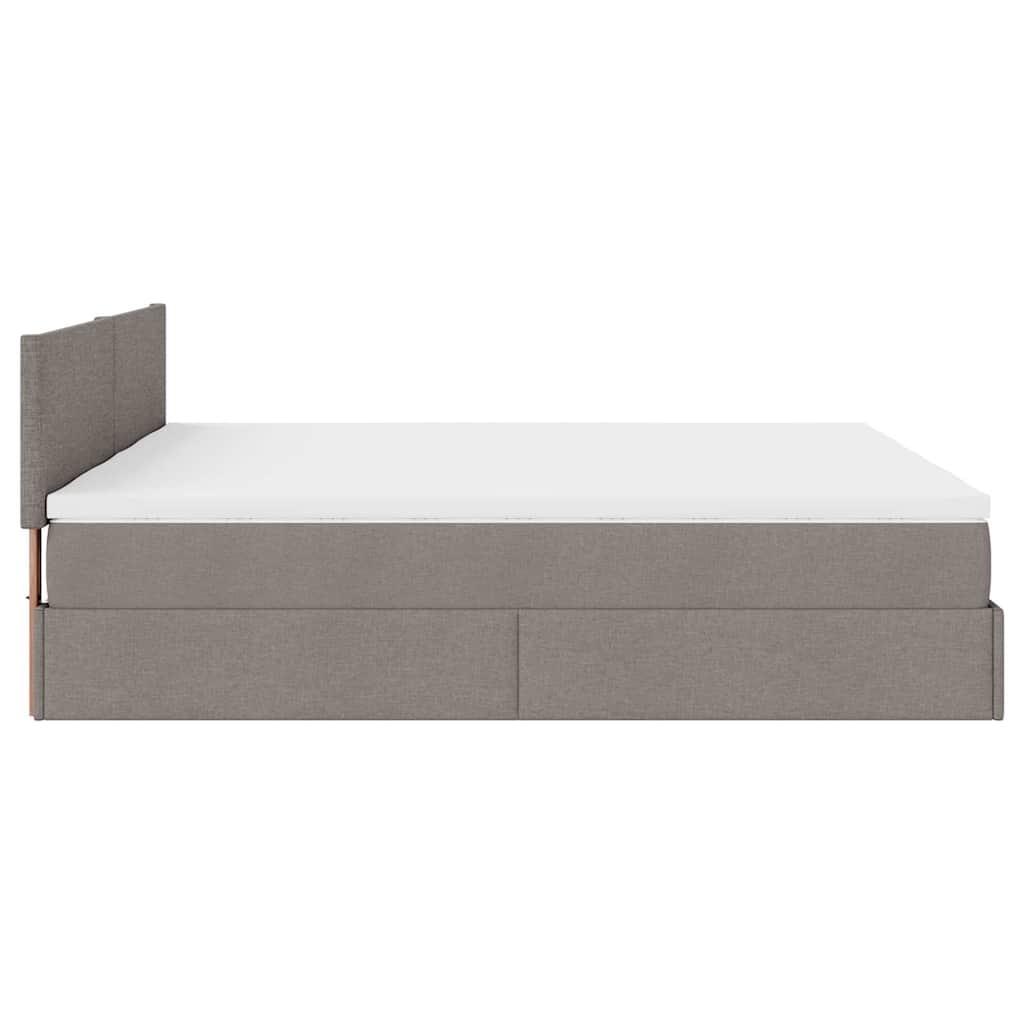 Ottoman-Bett mit Matratzen & LEDs Taupe 180x200 cm Stoff
