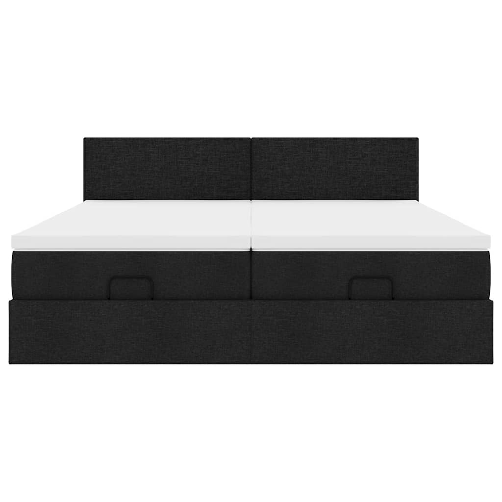 Ottoman-Bett mit Matratzen & LEDs Schwarz 200x200 cm Stoff