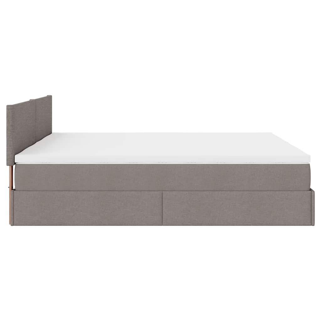 Ottoman-Bett mit Matratzen & LEDs Taupe 200x200 cm Stoff