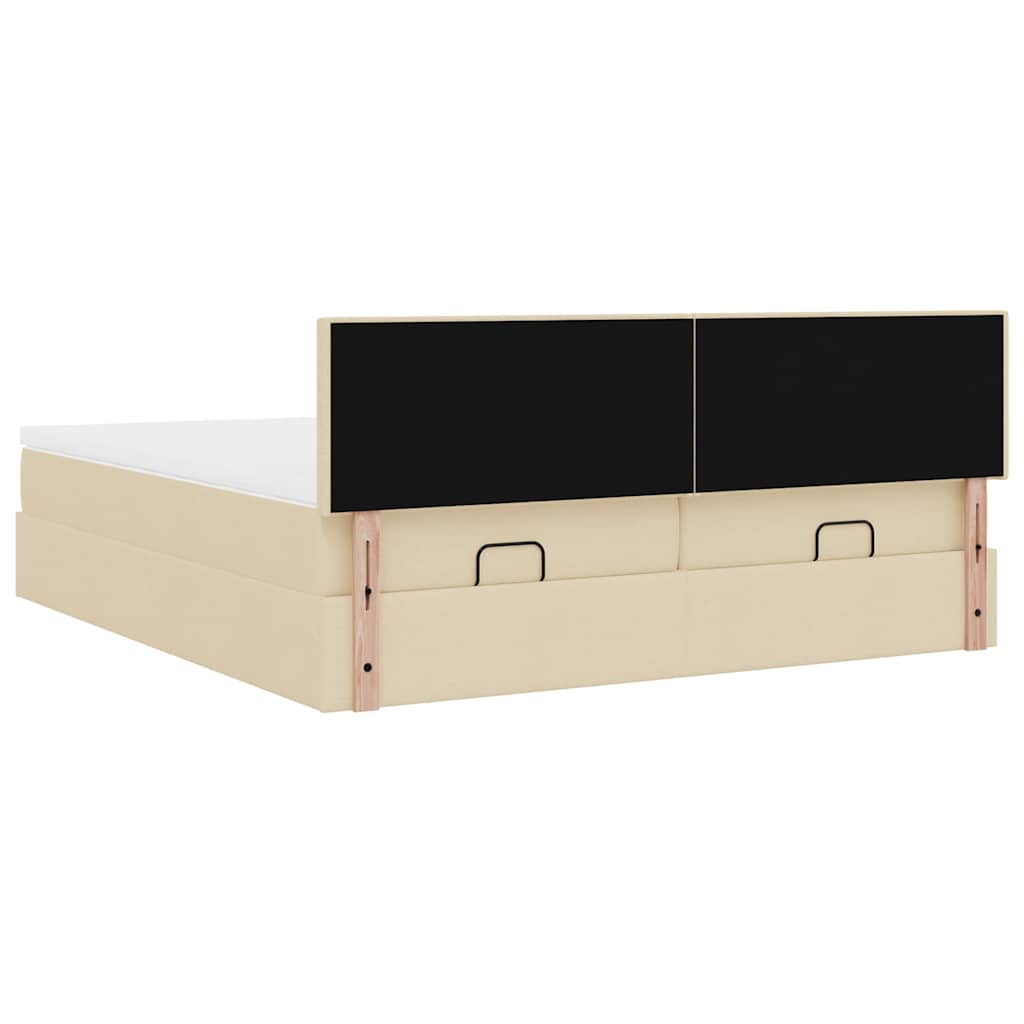 Ottoman-Bett mit Matratzen & LEDs Creme 200x200 cm Stoff