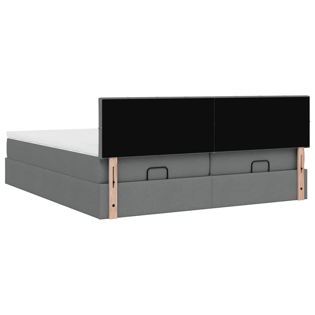 Ottoman-Bett mit Matratzen & LEDs Dunkelgrau 160x200 cm Stoff