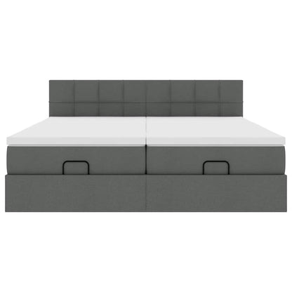 Ottoman-Bett mit Matratzen & LEDs Dunkelgrau 160x200 cm Stoff