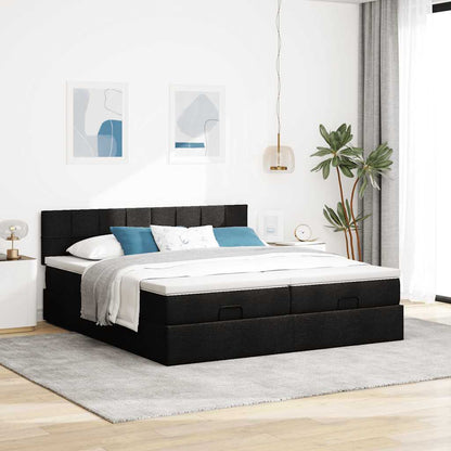 Ottoman-Bett mit Matratzen & LEDs Schwarz 160x200 cm Stoff
