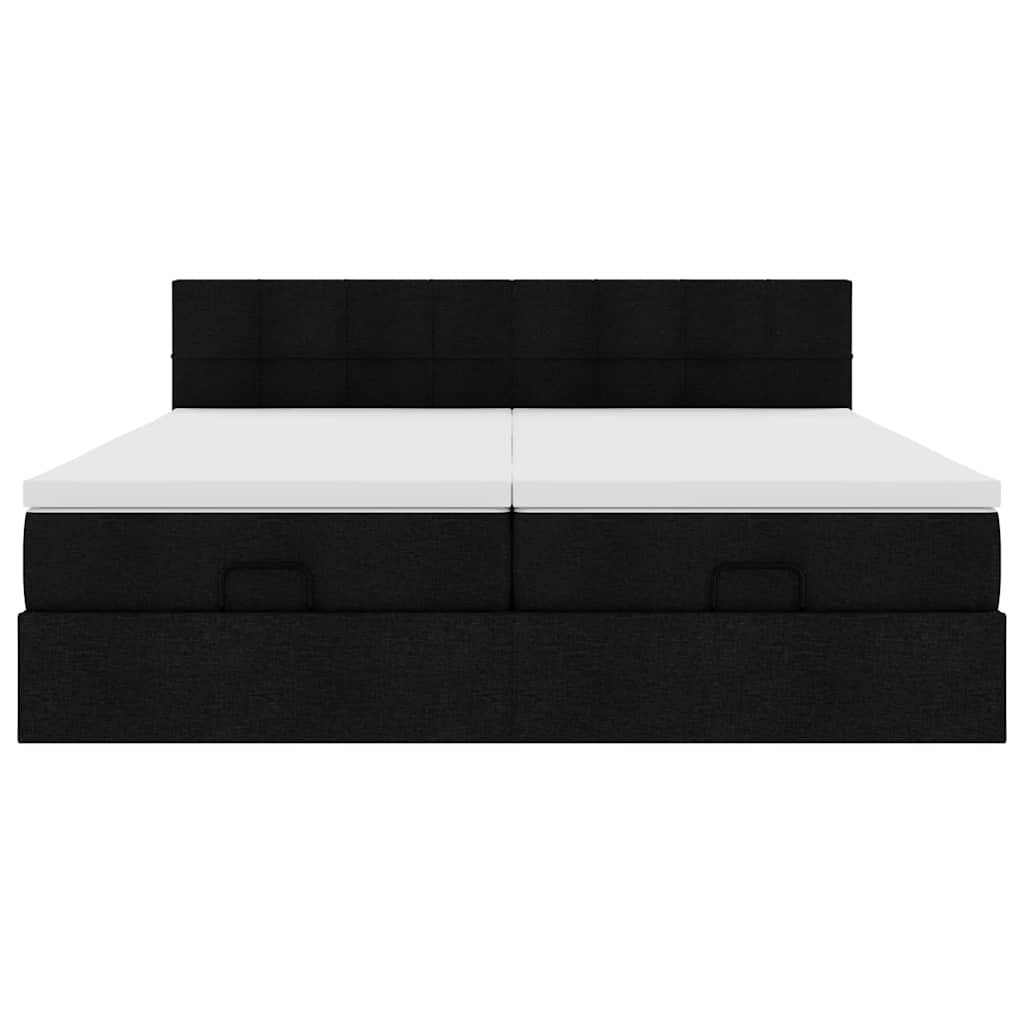 Ottoman-Bett mit Matratzen & LEDs Schwarz 160x200 cm Stoff
