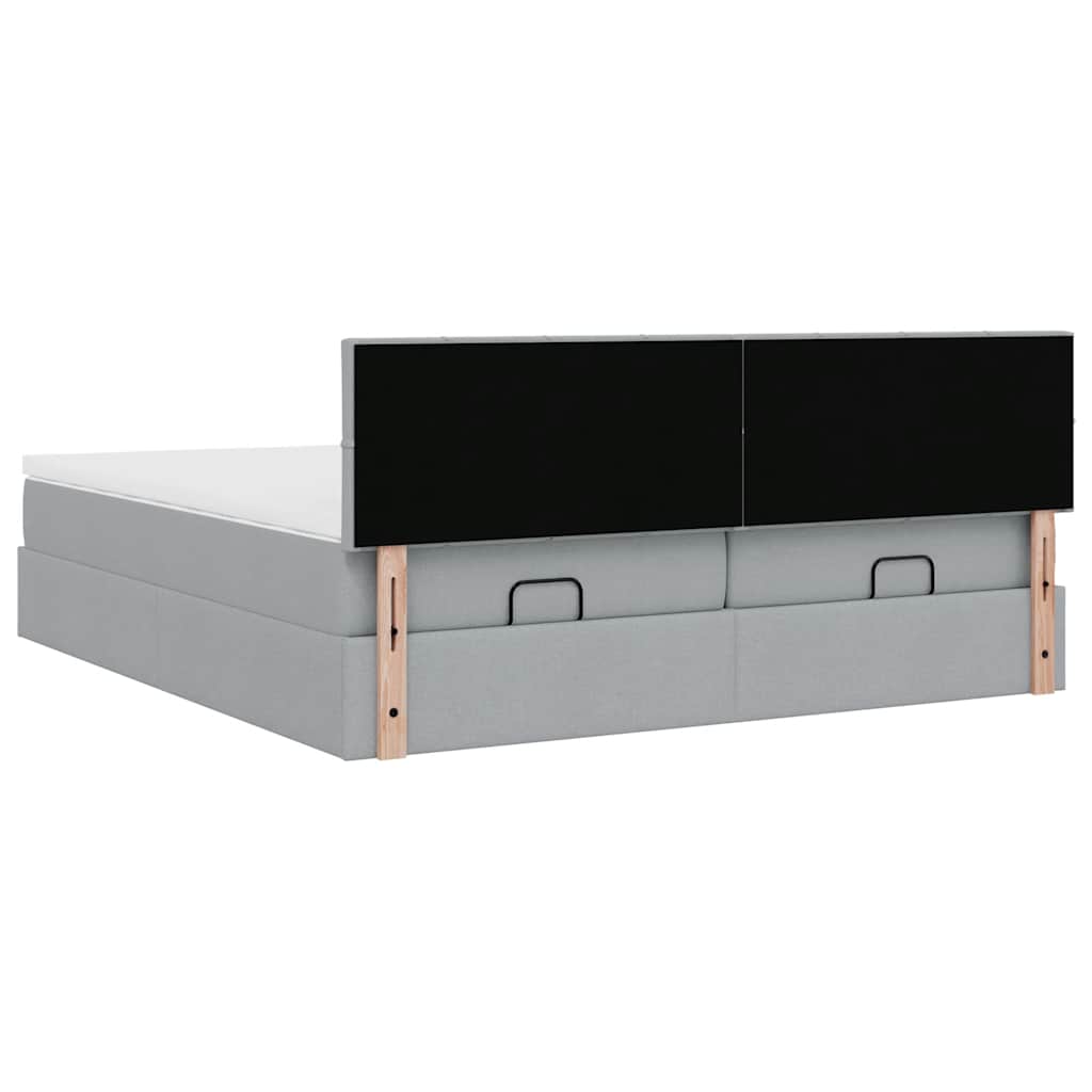 Ottoman-Bett mit Matratzen & LEDs Hellgrau 180x200 cm Stoff
