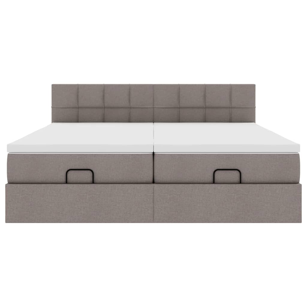 Ottoman-Bett mit Matratzen & LEDs Taupe 180x200 cm Stoff
