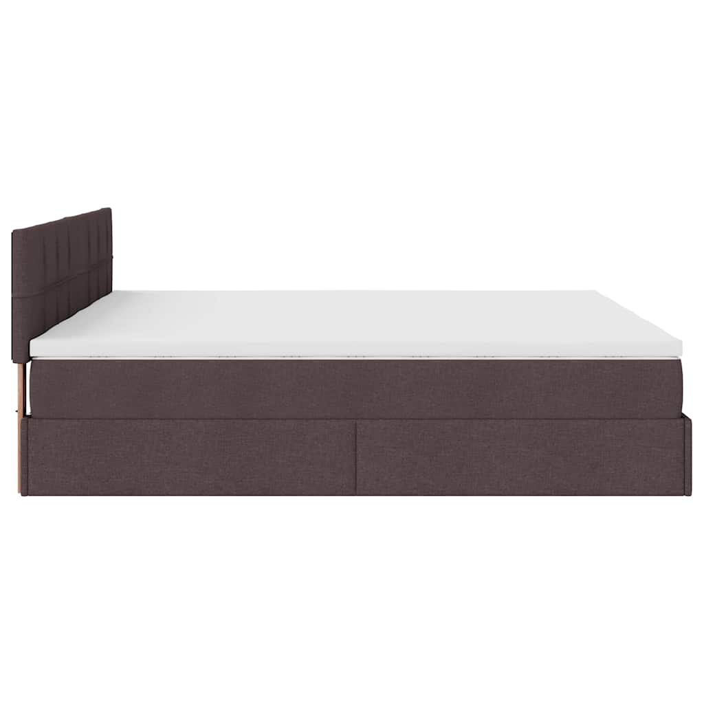 Ottoman-Bett mit Matratzen & LEDs Dunkelbraun 200x200 cm Stoff