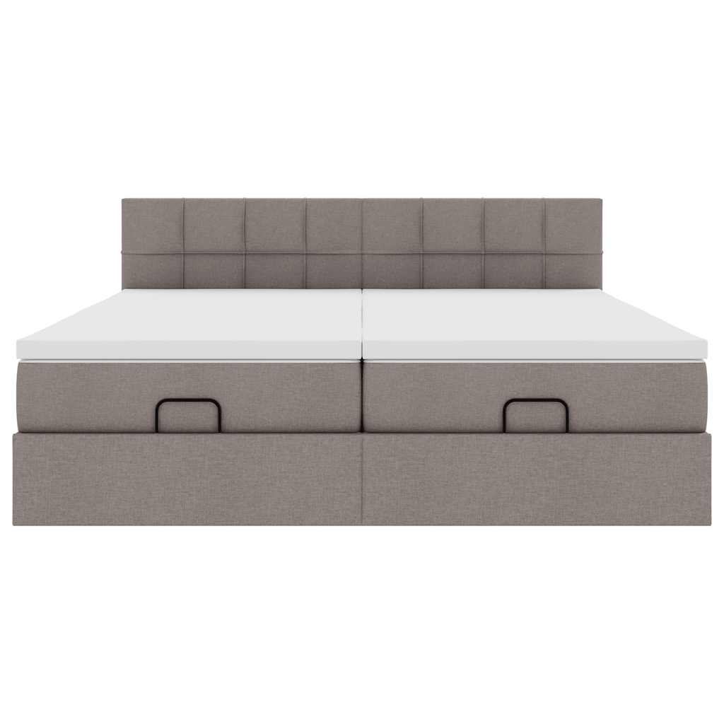 Ottoman-Bett mit Matratzen & LEDs Taupe 200x200 cm Stoff
