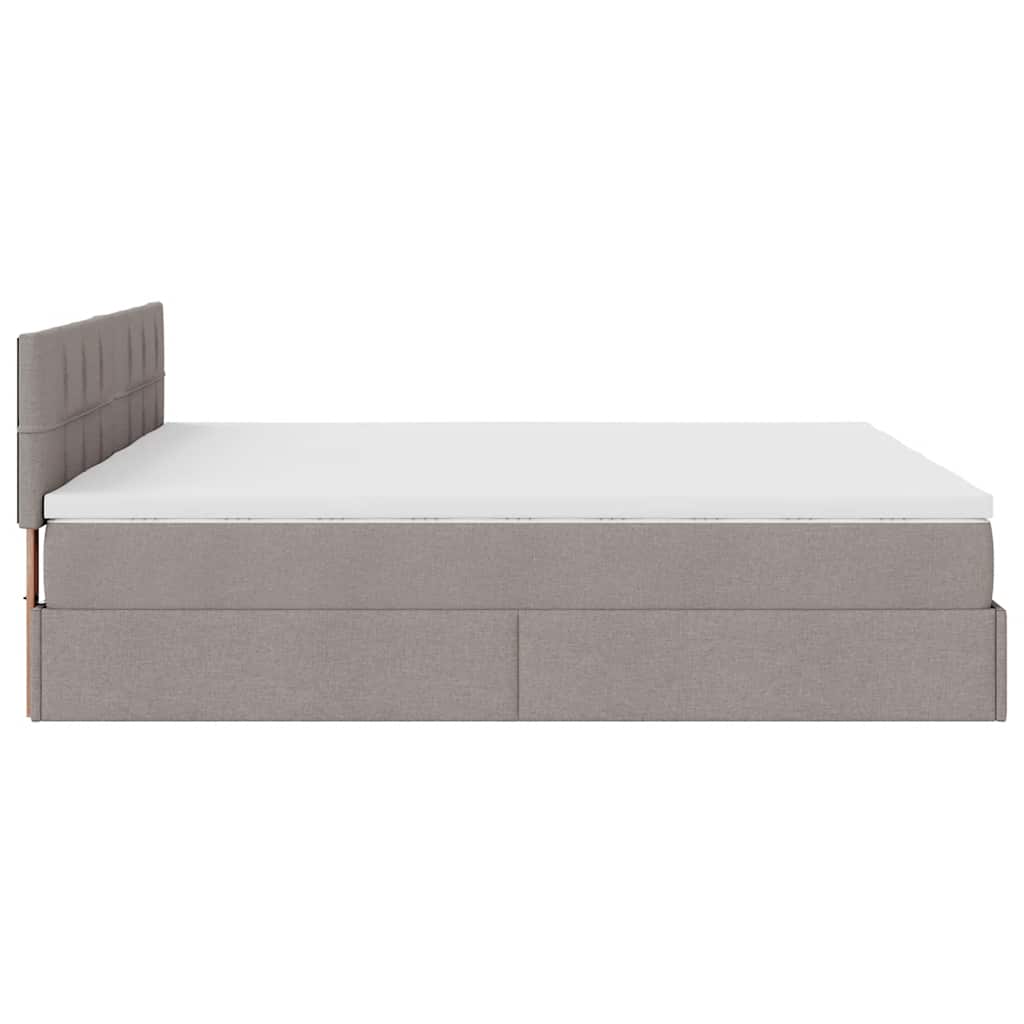 Ottoman-Bett mit Matratzen & LEDs Taupe 200x200 cm Stoff