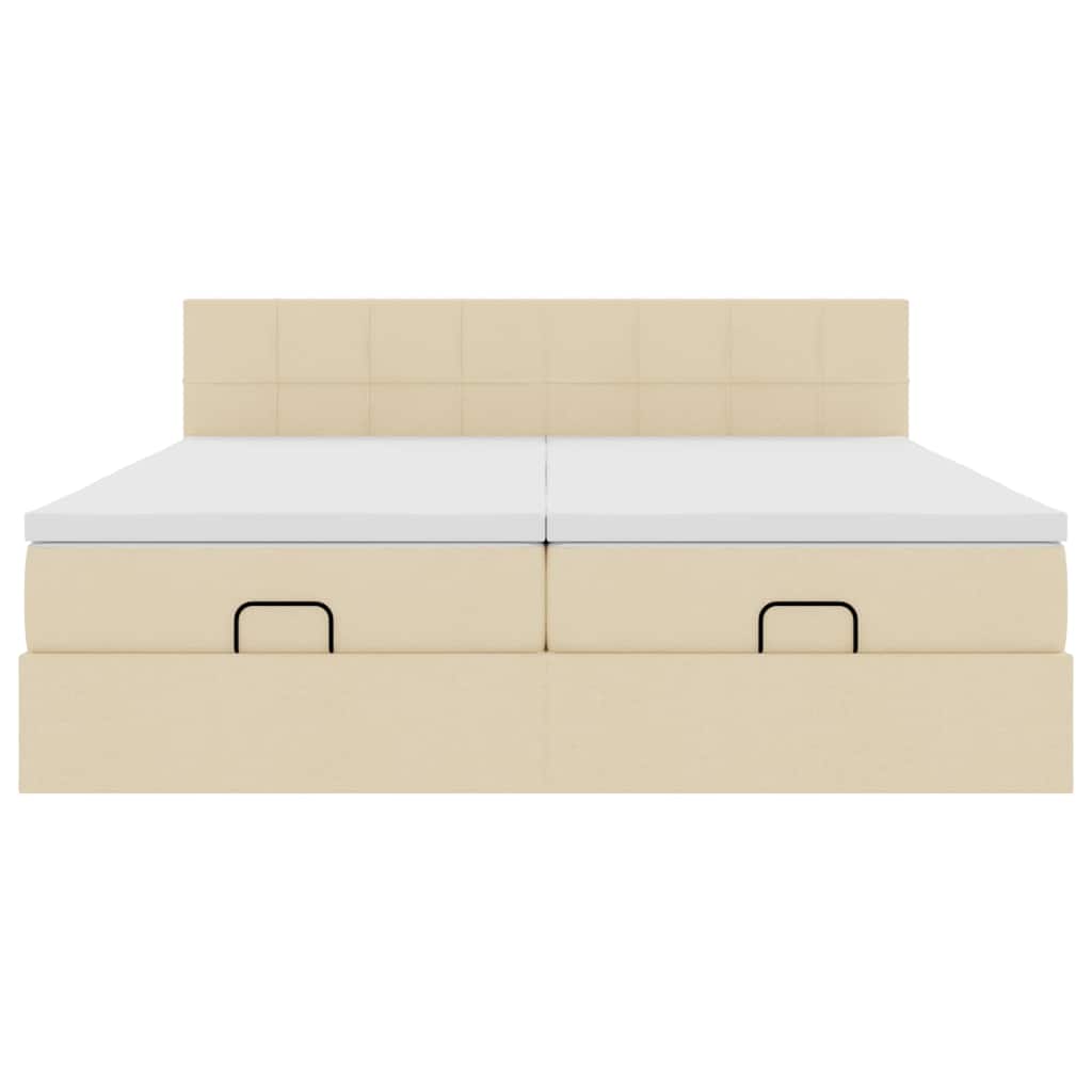Ottoman-Bett mit Matratzen & LEDs Creme 200x200 cm Stoff