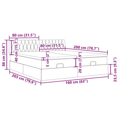 Ottoman-Bett mit Matratzen & LEDs Dunkelgrau 160x200 cm Stoff