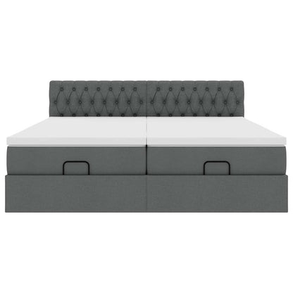 Ottoman-Bett mit Matratzen & LEDs Dunkelgrau 160x200 cm Stoff