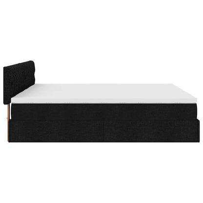 Ottoman-Bett mit Matratzen & LEDs Schwarz 160x200 cm Stoff