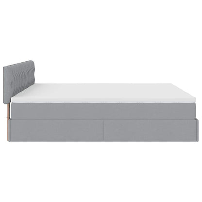Ottoman-Bett mit Matratzen & LEDs Hellgrau 180x200 cm Stoff