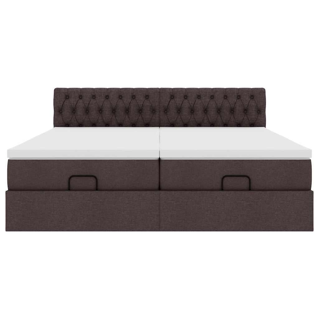 Ottoman-Bett mit Matratzen & LEDs Dunkelbraun 180x200 cm Stoff