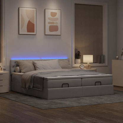 Ottoman-Bett mit Matratzen & LEDs Taupe 180x200 cm Stoff