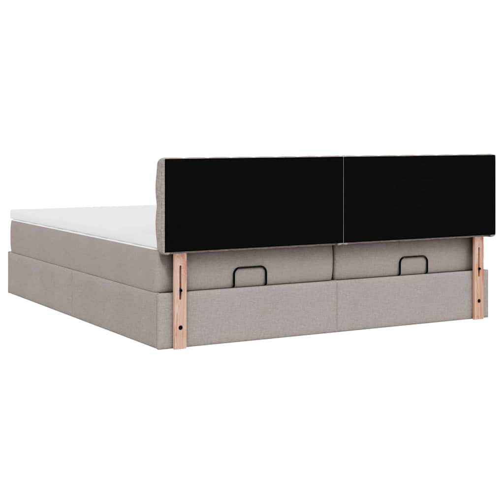 Ottoman-Bett mit Matratzen & LEDs Taupe 180x200 cm Stoff