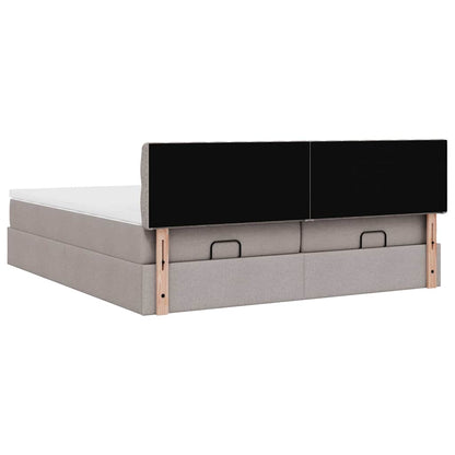 Ottoman-Bett mit Matratzen & LEDs Taupe 180x200 cm Stoff