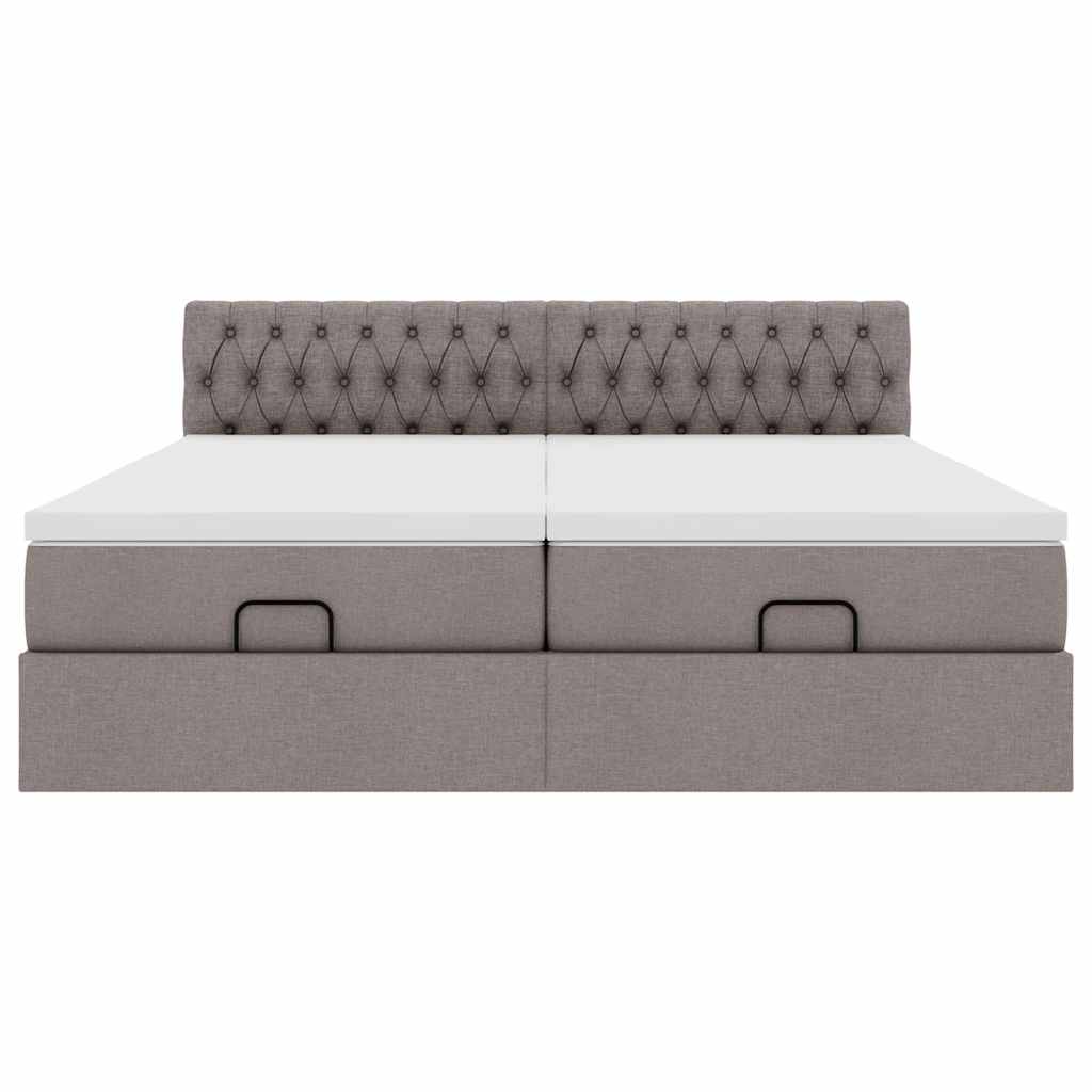 Ottoman-Bett mit Matratzen & LEDs Taupe 180x200 cm Stoff