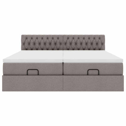 Ottoman-Bett mit Matratzen & LEDs Taupe 180x200 cm Stoff
