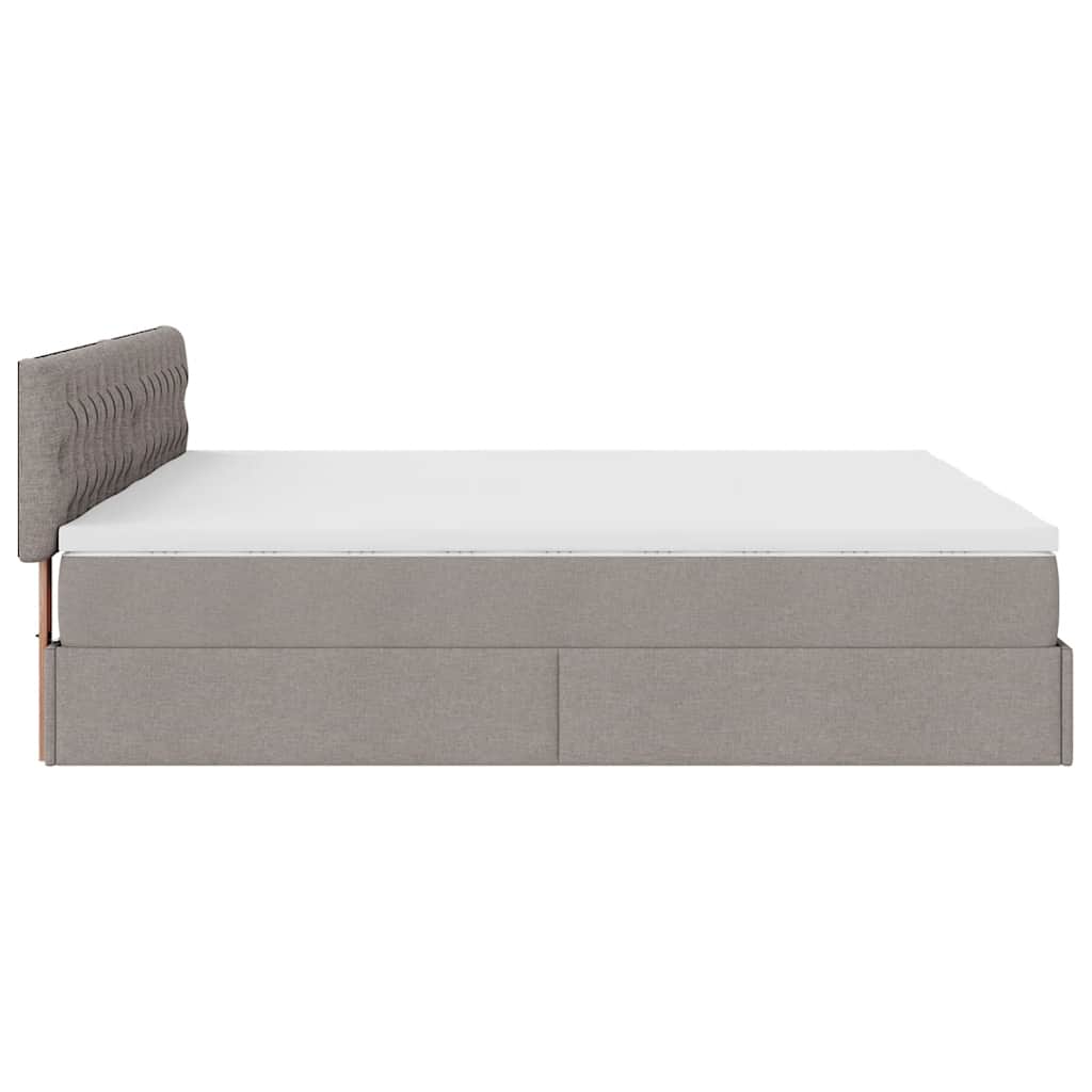 Ottoman-Bett mit Matratzen & LEDs Taupe 180x200 cm Stoff