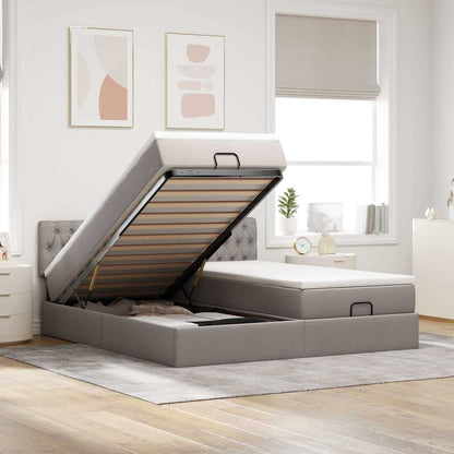Ottoman-Bett mit Matratzen & LEDs Taupe 180x200 cm Stoff
