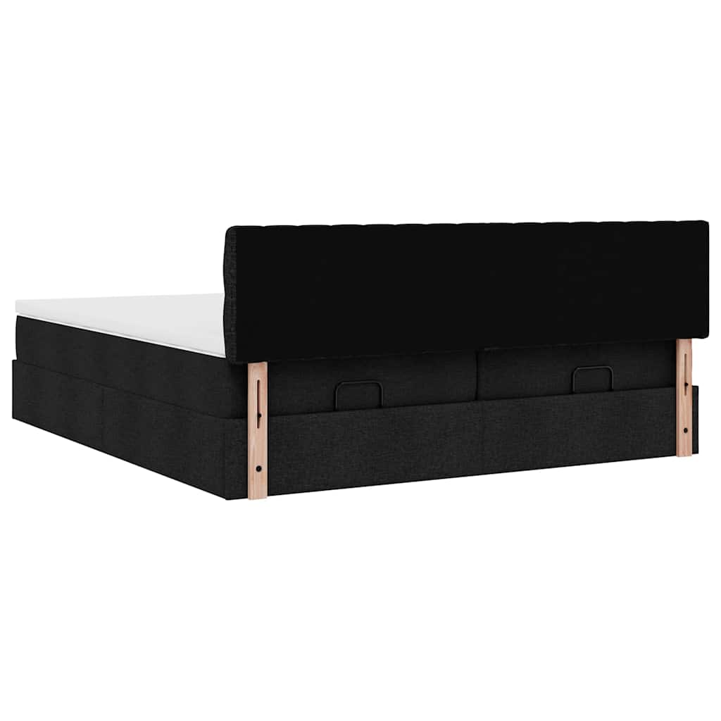 Ottoman-Bett mit Matratzen & LEDs Schwarz 200x200 cm Stoff