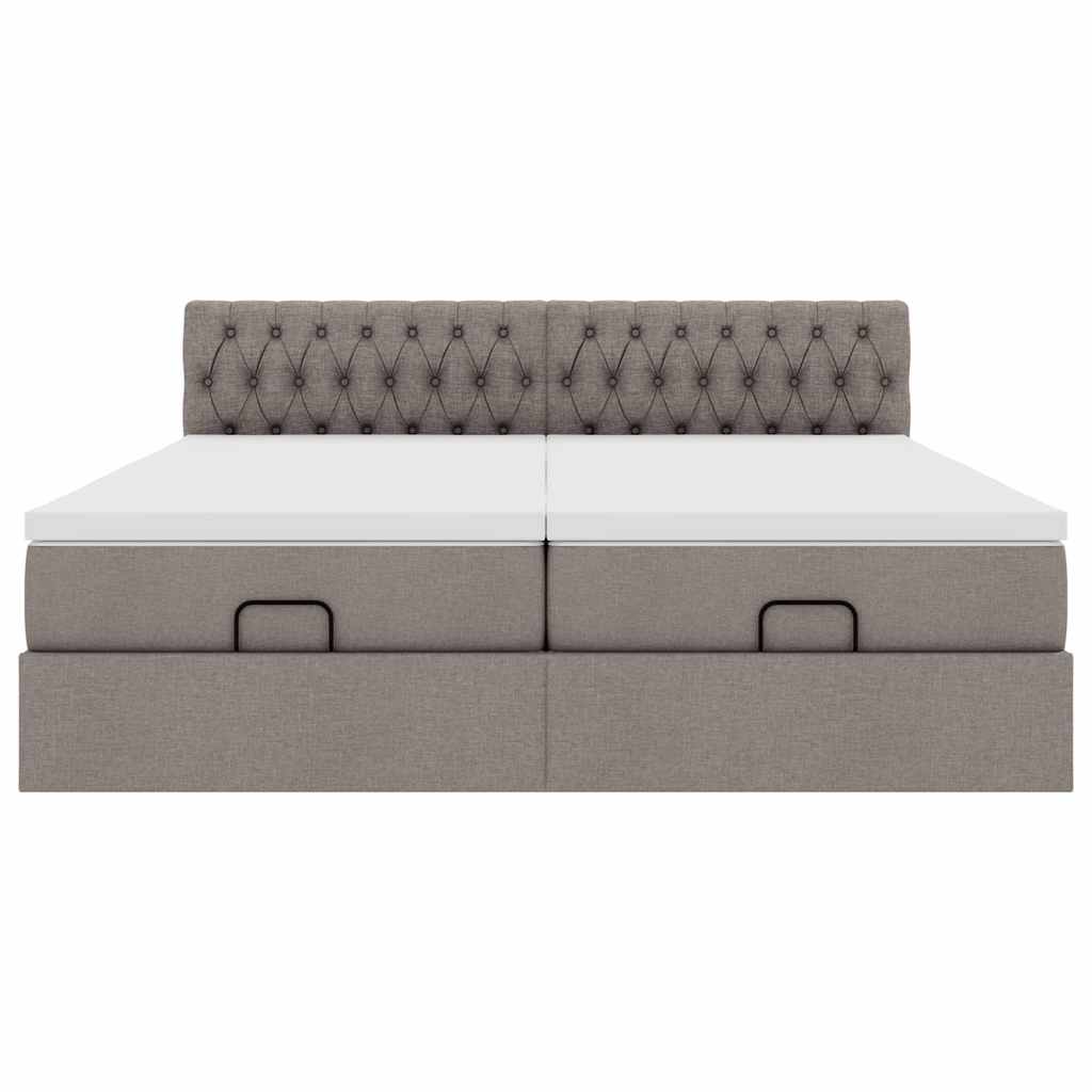 Ottoman-Bett mit Matratzen & LEDs Taupe 200x200 cm Stoff