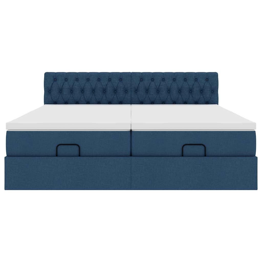 Ottoman-Bett mit Matratzen & LEDs Blau 200x200 cm Stoff