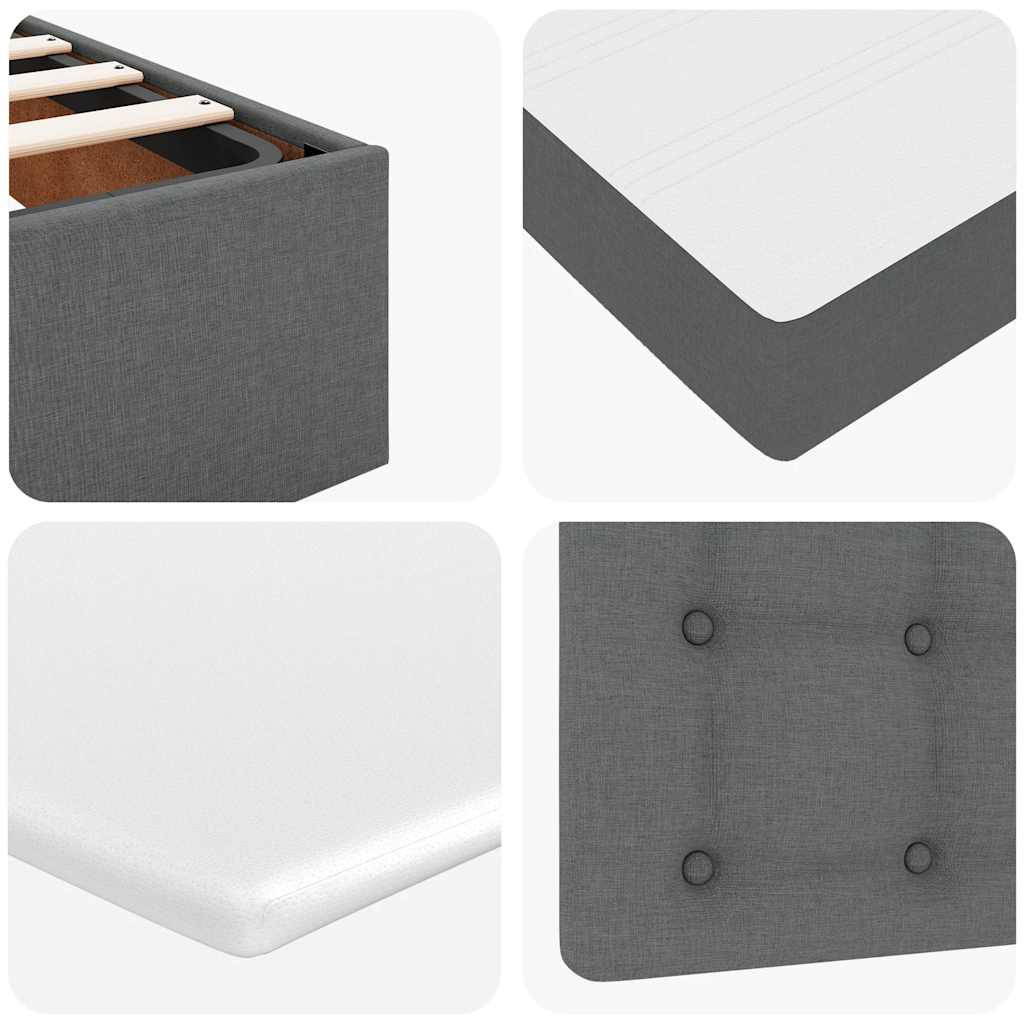 Ottoman-Bett mit Matratzen & LEDs Dunkelgrau 160x200 cm Stoff