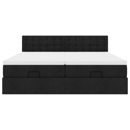 Ottoman-Bett mit Matratzen & LEDs Schwarz 160x200 cm Stoff