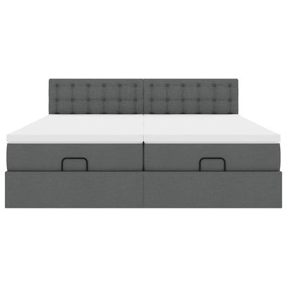 Ottoman-Bett mit Matratzen & LEDs Dunkelgrau 180x200 cm Stoff