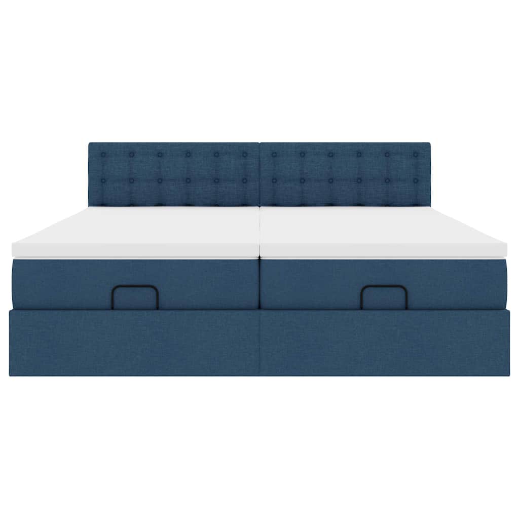 Ottoman-Bett mit Matratzen & LEDs Blau 180x200 cm Stoff