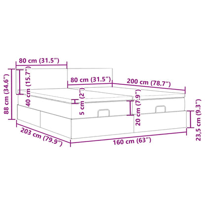 Ottoman-Bett mit Matratzen & LEDs Dunkelgrau 160x200 cm Samt