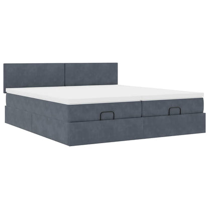 Ottoman-Bett mit Matratzen & LEDs Dunkelgrau 160x200 cm Samt