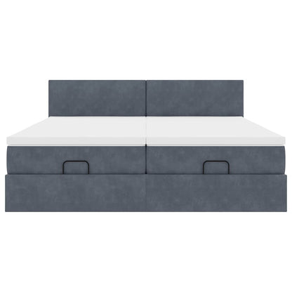 Ottoman-Bett mit Matratzen & LEDs Dunkelgrau 180x200 cm Samt