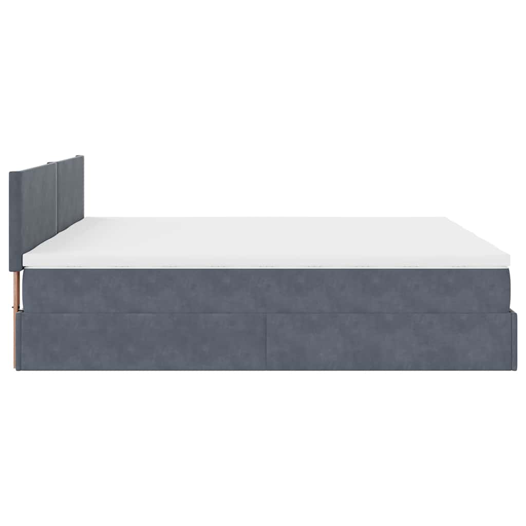 Ottoman-Bett mit Matratzen & LEDs Dunkelgrau 200x200 cm Samt