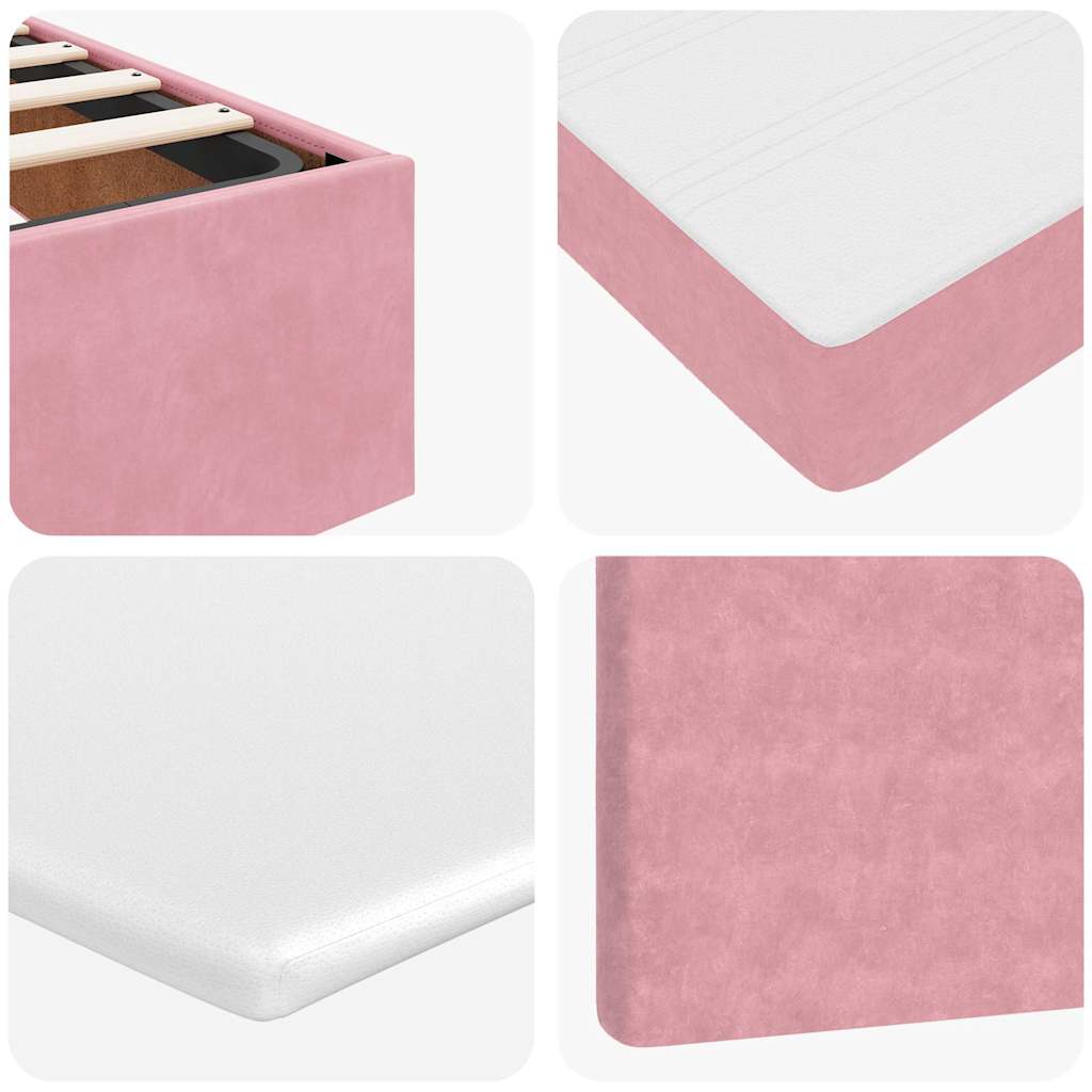 Ottoman-Bett mit Matratzen & LEDs Rosa 200x200 cm Samt