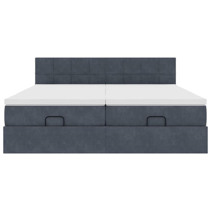 Ottoman-Bett mit Matratzen & LEDs Dunkelgrau 160x200 cm Samt