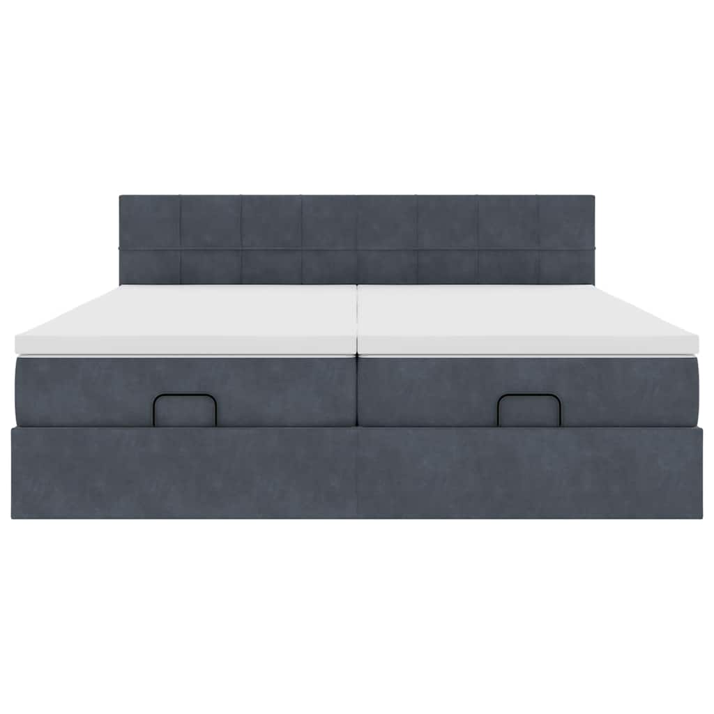 Ottoman-Bett mit Matratzen & LEDs Dunkelgrau 180x200 cm Samt