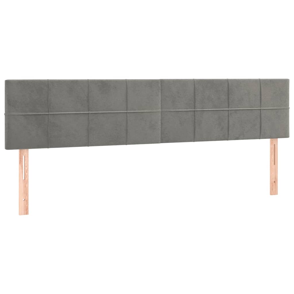 Ottoman-Bett mit Matratzen & LEDs Hellgrau 200x200 cm Samt
