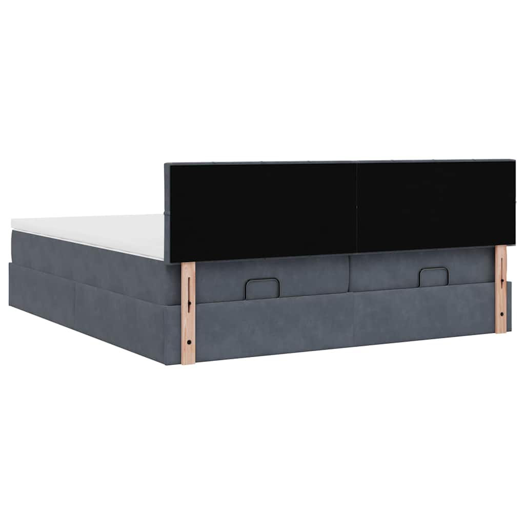 Ottoman-Bett mit Matratzen & LEDs Dunkelgrau 200x200 cm Samt